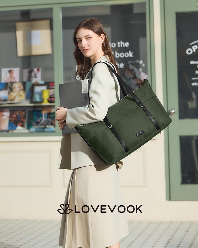 LOVEVOOK Work Tote Bag for Women, 15.6 Inch Laptop Shoulder Bag with Large Cup Holder, Professional Computer Tote Briefcase for Teacher Nurse Office Gym Travel Weekender