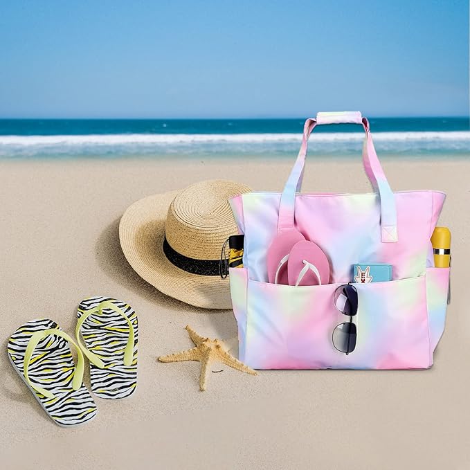 Bluboon Beach Bags for Women, Large Waterproof Tote Bag With Wet Compartment for Pool Weekender Travel Gym