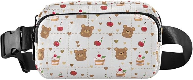 Kawaii Bear Cake Fanny Pack for Women Men Water Resistant Fashion Waist Packs with Adjustable Strap Belt Bag for Travel Workout Jogging Hiking 21219460