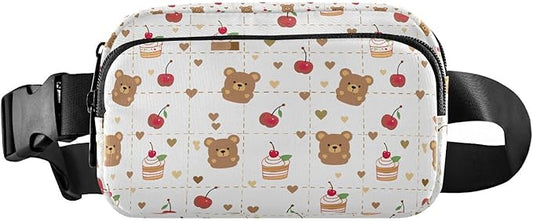 Kawaii Bear Cake Fanny Pack for Women Men Water Resistant Fashion Waist Packs with Adjustable Strap Belt Bag for Travel Workout Jogging Hiking 21219460