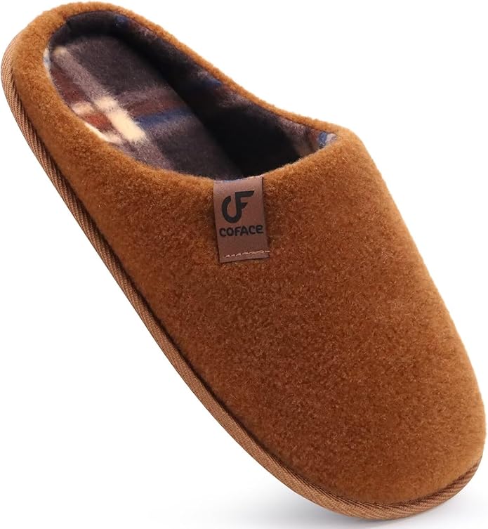 COFACE Unisex Mens Womens Cozy Memory Foam Scuff Slippers Casual Slip On Warm House Shoes Indoor/Outdoor Felt Sandal Slippers Size 4-15