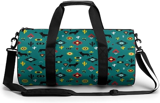 Foldable Gym Travel Bag Southwestern Native American Overnight Weekender Travel Bag Dance Sports Gymnastics Bags Unisex Overnight Bags