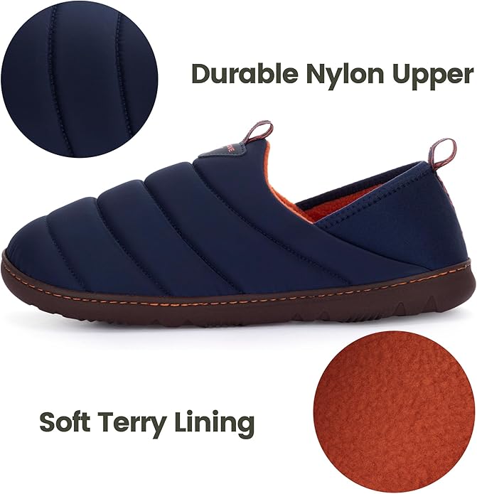 RockDove Men's Pufflite Two-Tone Quilted Loafer Slipper with Indoor/Outdoor Sole