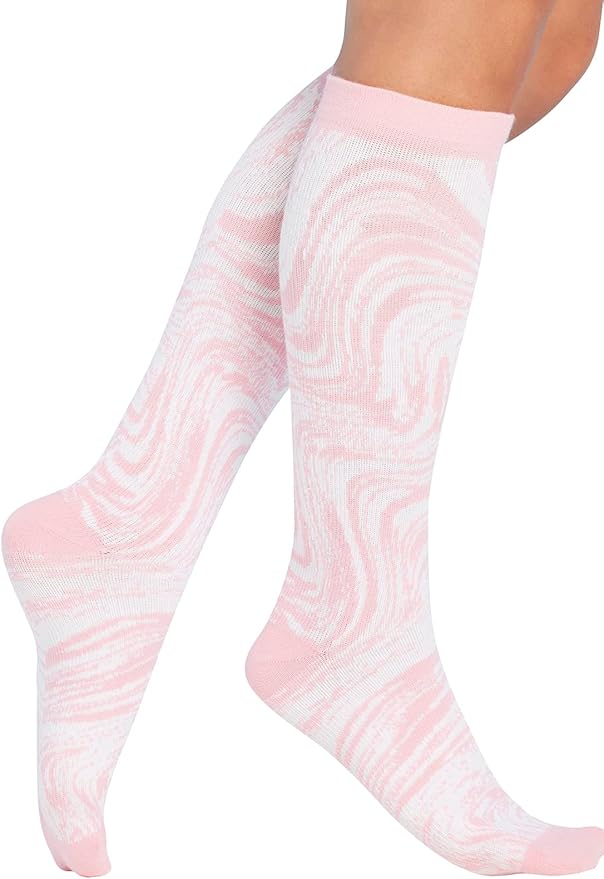 Cherokee Women's 10-15mmHg Compression Socks – Fun Print Knee Highs with Light Support, Soft Feel - PRINTSUPPORT