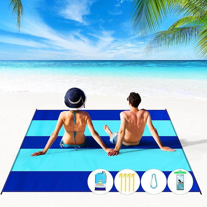 BYDOLL Beach Blanket 10'X9' Waterproof Sandproof Suits1-8 Adults Oversized Lightweight Large Blanket Picnic Mat for Beach Sand Free Travel Camping Hiking Picnic
