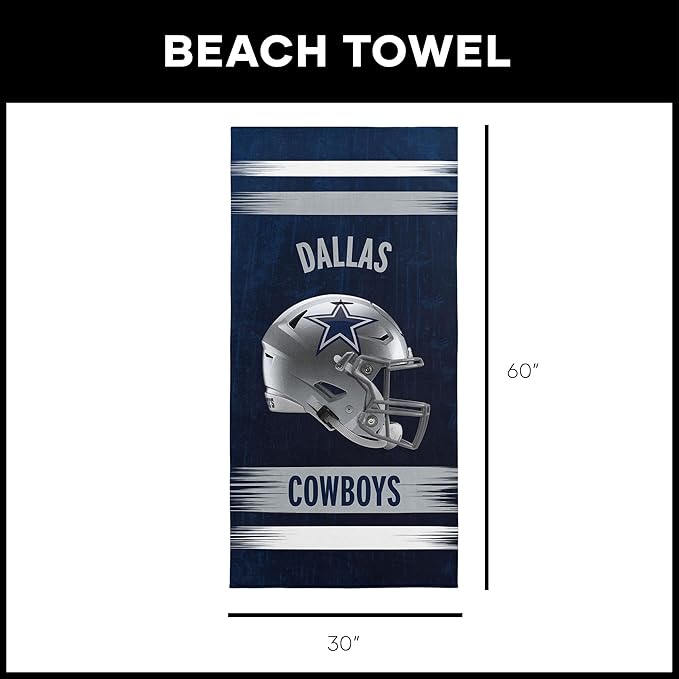 Northwest NFL Oversized Microfiber Beach Towel, 60 x 70 Inches – Quick Dry, Sand Resistant, Lightweight, Highly Absorbent, Shibori Design