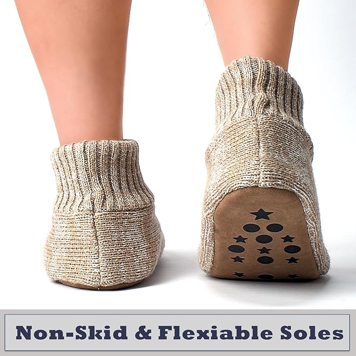 Cozylook Men's Slipper Socks with Grips, Fuzzy Indoor Slippers for Men, Soft Warm Winter Socks with Non-slip Soles