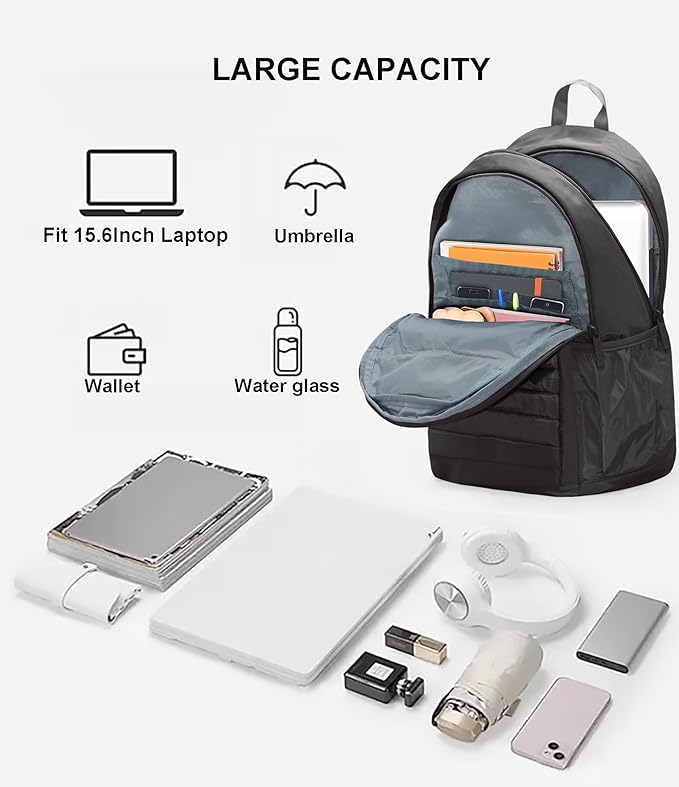 KEOFID Travel Backpack for Women, Womens Work Backpacks, Anti-theft Backpack Purse, Back pack for College Girls, Carry-On Travel Backpacks,Bookbag(Carbon Black)