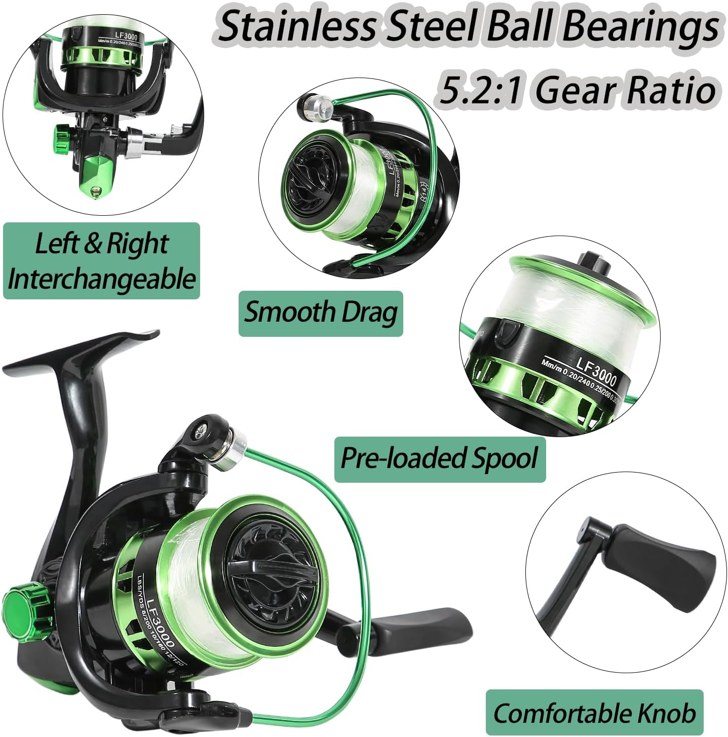 Fishing Rod, 2PCS Telescopic Fishing Rod and Reel Combo with Fishing Pliers and Lip Gripper, Pre-Loaded Spinning Reel Combo, Fishing Pole with Carrier Bag Fishing Gear