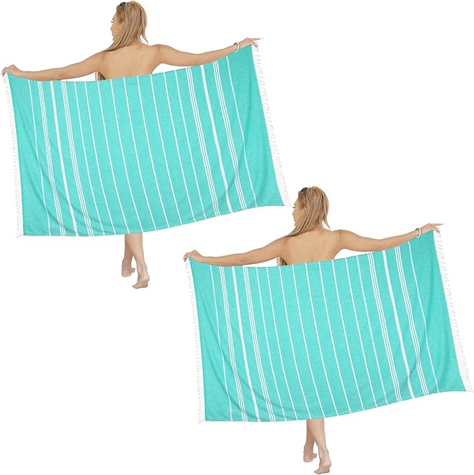 Beach Towel 2 Pack,Sand Free Beach Towels Oversized 39 x 72,Turkish Beach Towel Quick Dry Towel,Lightweight Pool Towels for Adults Travel Towel,Cool Beach Accessories Super Absorbent Towels