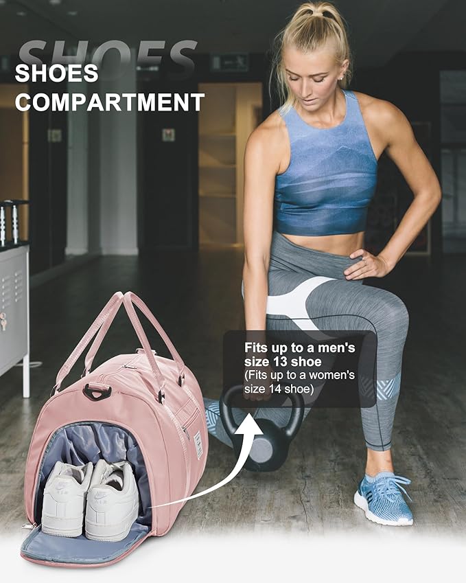 Gym Bag Womens Mens with Shoes Compartment and Wet Pocket Travel Duffel Bags for Women for Plane Sport Gym Tote Bags Swimming Yoga Small Waterproof Weekend Overnight Carry on Bag Hospital Holdalls