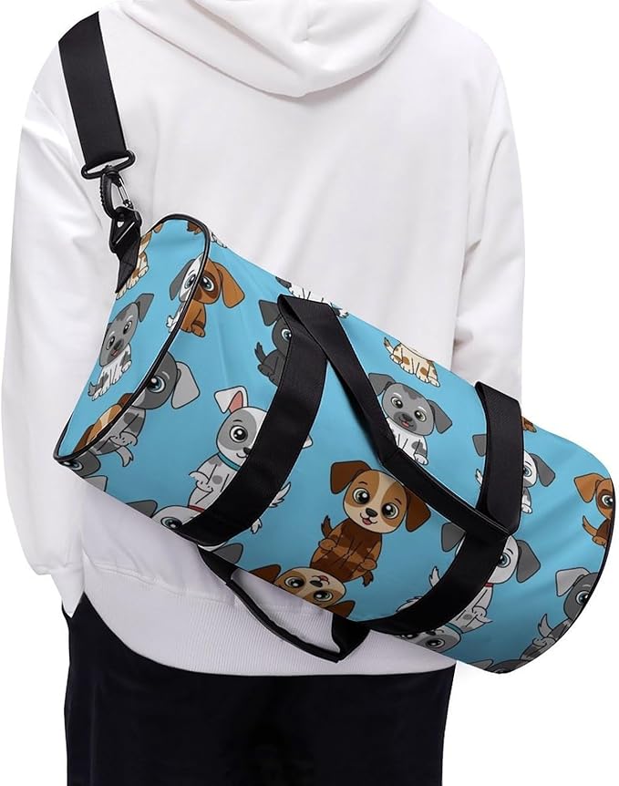 Weekender Carry on Beach Yoga Overnight Luggage Bag Gym Sports Travel Workout Bag Overnight Bags (Blue Dog Prints Funny)