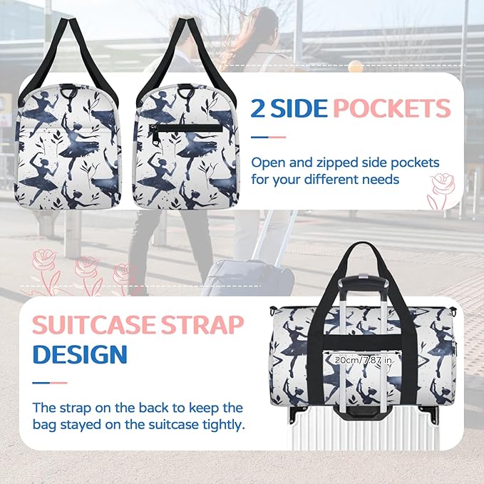 Dance Travel Duffle Bag for Women Men, Overnight Weekender Bag, Carry on Tote for Sport Gym