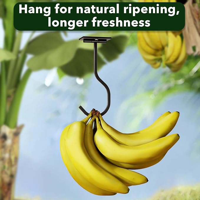2-Pack Self Adhesive Metal Banana Hanger Hook, Under Cabinet Hook For Kitchen Items, Foldable Banana Hook With Magnets