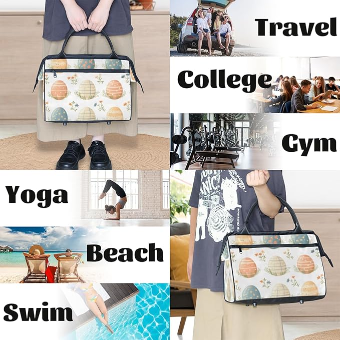 Easter Egg Design Overnight Weekender Bag for Women Men Travel Duffel Bags Waterproof Luggage Carry on Sports Yoga Gym Bag