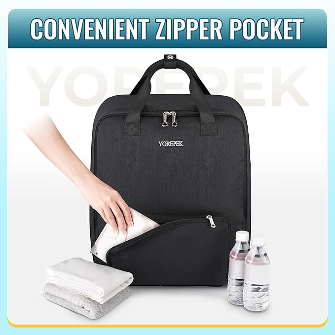 YOREPEK Backless Booster Car Seat Travel Bag Backpack for Airplane, Foldable Booster Car Seat Cover with Lauggage Strap, Compact Stroller Bag for Airplane Fits for Gb Pockit(All Black)