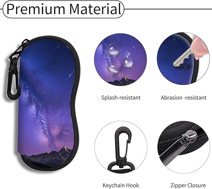 Hion Sunglasses Soft Case Ultra Light Neoprene Zipper Eyeglass Case With Belt Clip