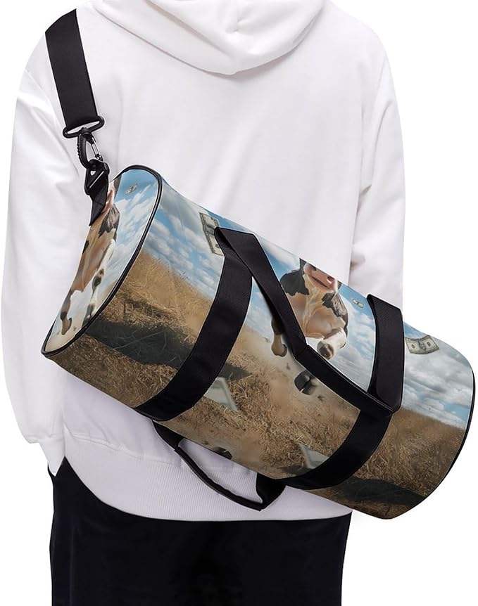 Cow Print Dollar Gym Bag Travel Duffel Bag Lightweight Carry On Bags Weekender Bags for Women Men