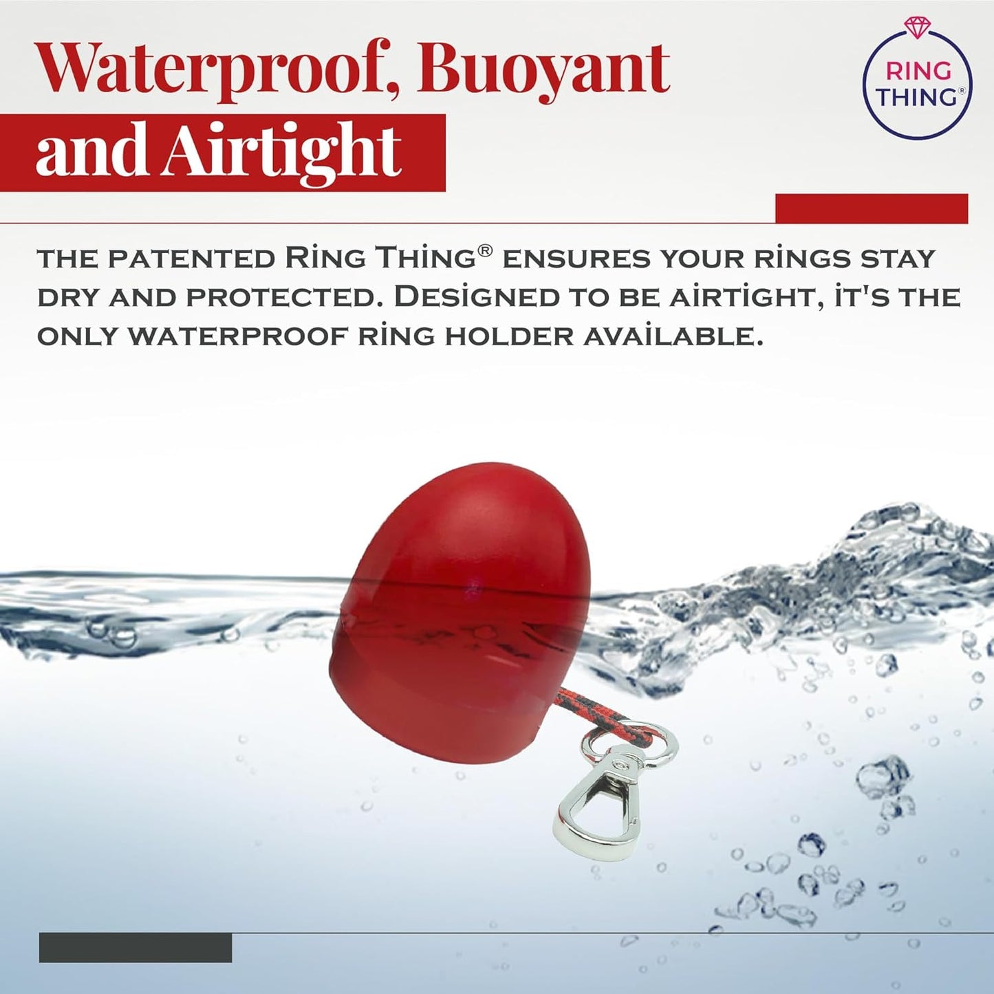 RING THING - Ring Holder Keychain, Jewelry Organizer and Storage, Portable Waterproof Ring Case, Pill Box Container, Gym and Travel Accessory (Ruby Red)