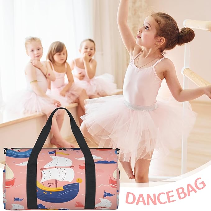 Ocean Ships Pink Overnight Travel Bag Unisex Carry-On Size Tote Bag Suitable for Travel Duffle Gym Sports