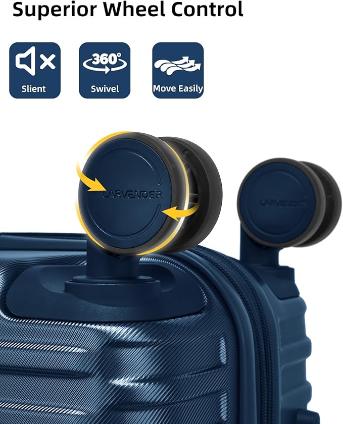 LARVENDER Carry on Luggage 22x14x9 Airline Approved, 20 Inch Hardside Suitcase with Wheels TSA Lock, PC+ABS Lightweight Carry on Suitcases for Women and Men, Dark Blue
