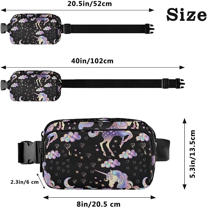 Gradient Unicorns Fanny Pack for Women Men Water Resistant Fashion Waist Packs with Adjustable Strap Belt Bag for Travel Workout Jogging Hiking 21219338