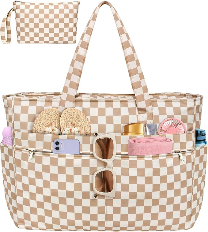 HUANLANG Extra Large Beach Bag Waterproof Beach Totes Bags for Women Men,Pool Bag with Zipper Wet Pocket