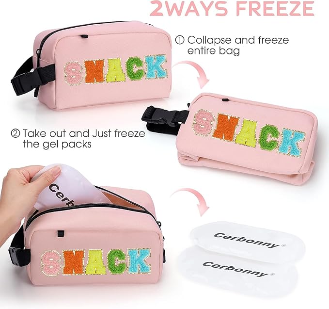 Freezable Lunch Bag,Freezable Snack Bag,Mini Cooler Bag for Travel/Work/School,Small Insulated Bag,Small Cooler Lunch Box with Ice Packs,Insulated Snack Bag,Freezable Snack Box with Handle Buckle