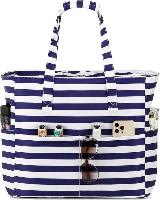 LEDAOU Beach Bag Waterproof Sandproof Women Beach Tote Pool Bag with Zipper for Swim Gym Grocery Travel with Wet Pocket | Sandproof, with Zipper, for Gym, Grocery, Travel, with Wet Pocket
