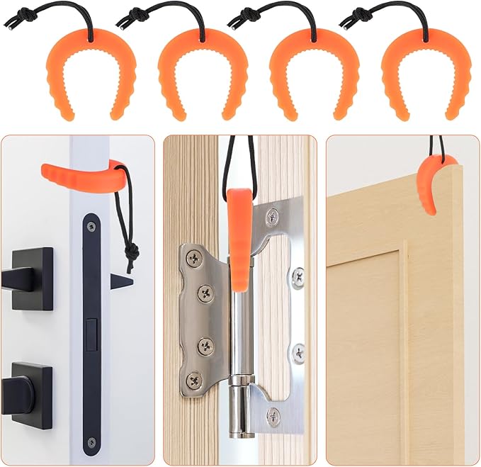 4 PCS First Responder Door Stop, Door Jam for Law Enforcement Door Pinch Guard from Closing Edge Door Finger Guards Security Emergency Police Door Stoppers Emergency Medical Services(Orange)