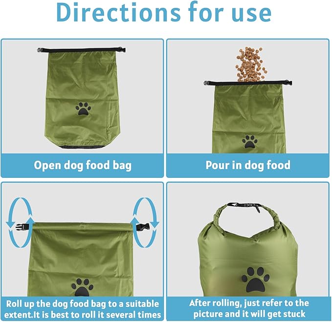 Pet Food Storage Bags,2 Pack Dog Food Travel Container, Portable Dog Food Carrier, with 2Pack Collapsible Dog Travel Bowls, for Container Bag for Camping & Dogs Boarding - Keeps Food Fresh