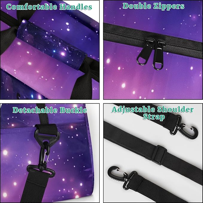 Personalized Boys Gym Bags, Custom Name Sport Bags for Training Travel Overnight Weekender Purple Ballet Silhouette