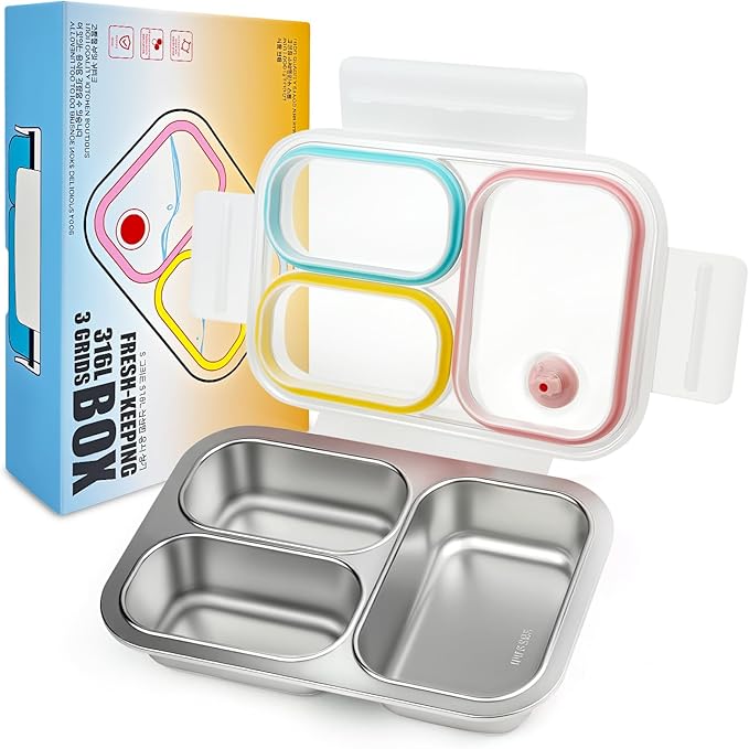 Premium 25oz SUS316L Stainless Steel Lunch Box Bento Box - Reusable Metal Snack Containers with Lids for Kids & Adults - Daycare/School/Work/Travel - Superior Corrosion-resistant (Dopamine)