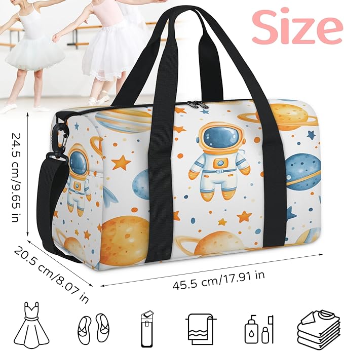 Space Theme Astronaut Travel Duffle Bag for Women Men, Overnight Weekender Bag, Carry on Tote for Sport Gym