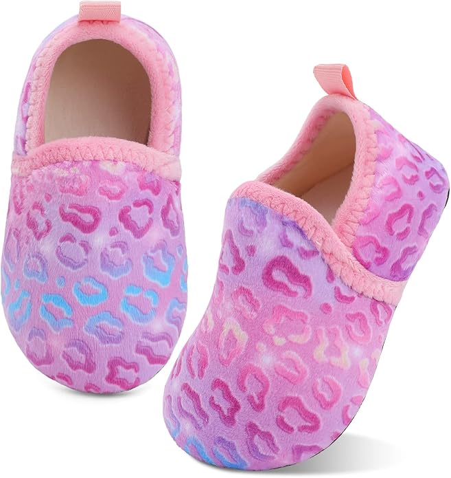 XIHALOOK Toddler Boys Girls House Slippers with Microfleece Lining Cozy Household Shoes Non-slip for Kids