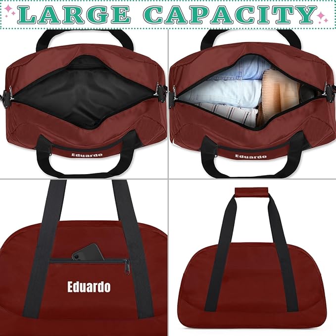 Custom Name Duffle Bag Personalized Kids Gym Bag Travel Overnight Weekender Bag Sports Bag for Boys Girl Coffee Brown