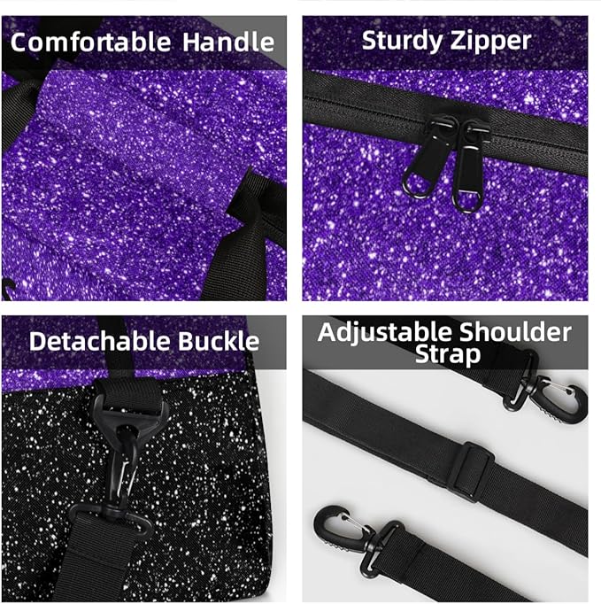 Personalized Purple Glitter Cheer Bag for Cheerleaders, Custom Sport Gym Bag Dance Bag Travel Duffle Bag Cheerleading Gifts for Women