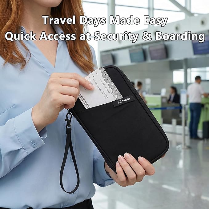 Family Passport Wallet & Travel Document Organizer-Large Capacity, Ultra-Slim Design for Men and Women,Secure Holder for Passports, Boarding Passes, Credit Cards, Cash, Travel Essentials