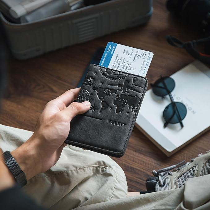 VULKIT Passport Holder Magnetic Closure RFID Blocking Travel Wallet Passport Book Cover Boarding Pass Holder Travel Essentials