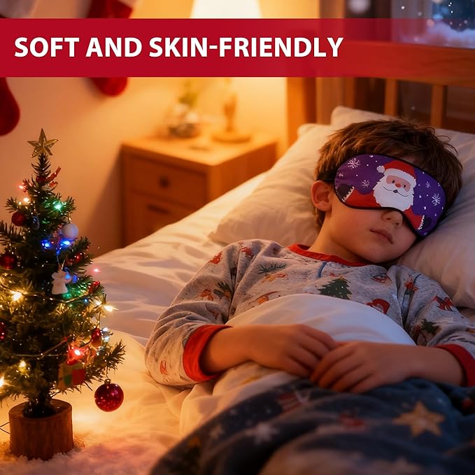 Tphon Christmas Sleep Mask for Adult Kids Boys Girls Sleeping Mask for Christmas, Santa Snowman Cute Eyemask Gifts for Children Christmas Party Present