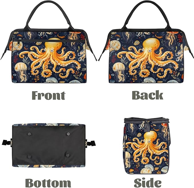 Octopus Overnight Weekender Bag for Women Men Travel Duffel Bags Waterproof Luggage Carry on Sports Yoga Gym Bag