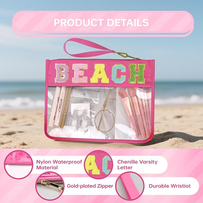 Snack Bags Clear Pouch Travel Makeup Bag Chenille Letter Bags for Zipper Pouch Clear Cosmetic Bag Clearly Tote Bag Makeup Travel Bags for Women