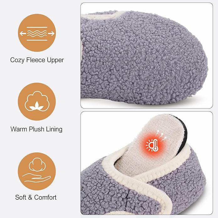 Ultrafun House Slippers for Women Men Slip on Barefoot Slippers Socks Soft Lightweight Rubble Sole House Shoes Indoor/Outdoor