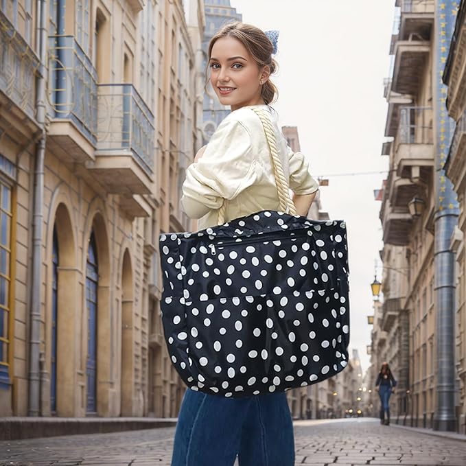 Large Canvas Beach Bag for Women, Beach Bags Waterproof Sandproof with Zipper & Wet Bag Cruise Essentials