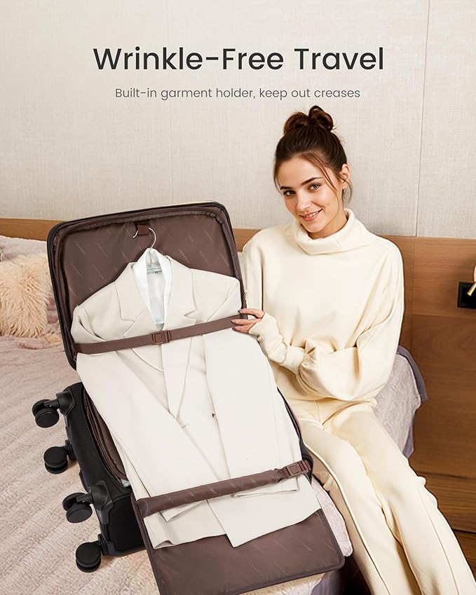 LOVEVOOK 49L Carry on Luggage 22x14x9 Airline Approved, 22 Inch Large Rolling Suitcase with Suit Folder & Spinner Wheels & TSA Lock, Softside Lightweight Underseat Carryon Luggage for Women Men Travel