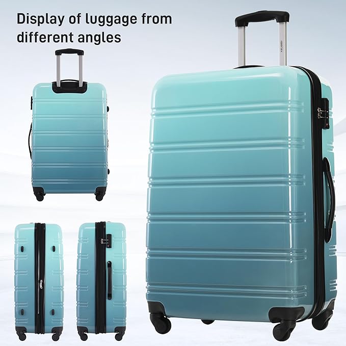 Merax Suitcase Set, Hardshell Luggage Sets 3 Piece with Spinner Wheels, Expandable Gradient Color Suitcase with TSA Lock Lightweight 20" 24" 28", Gradient Blue