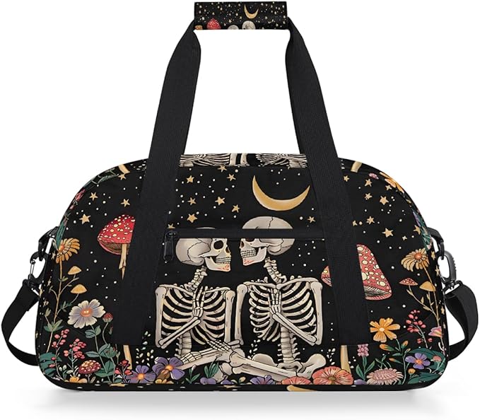 Travel Duffle Bag for travel duffle bag sports Girls Boys Kids Halloween Skull Goth Lightweight Overnight Sleepover Weekender Bags Small Dance Gym Sport Bag Teens Carry-On Size Workout Bag