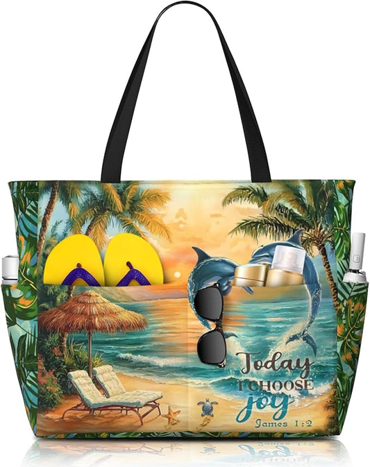 Large Beach Tote Bag Beach Bag Waterproof Sandproof Lightweight Women Tote