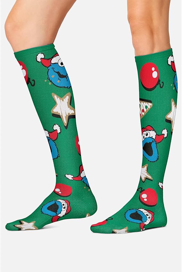 Cherokee Women's 10-15mmHg Compression Socks – Fun Print Knee Highs with Light Support, Soft Feel - PRINTSUPPORT