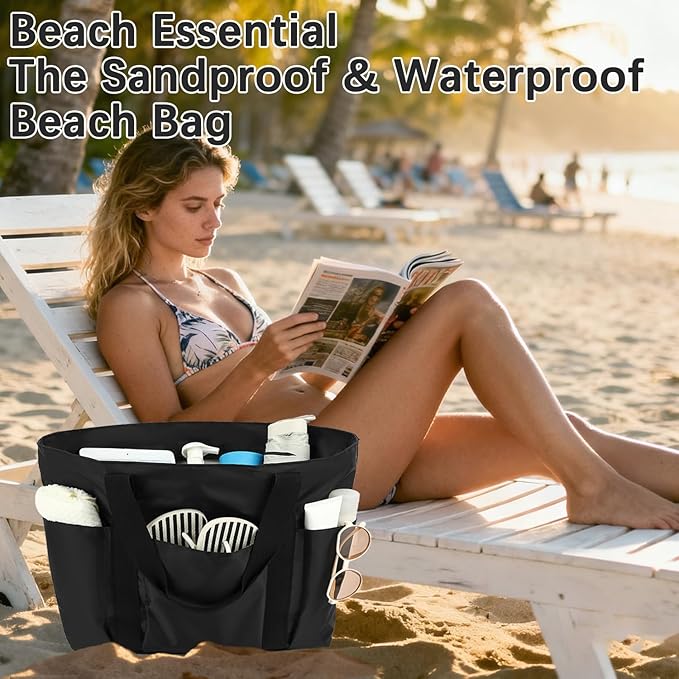 Fammart Waterproof Beach Bag for Women with Wet Pocket, Beach Tote Compatible with Stanley Cup for Pool Travel Cruise